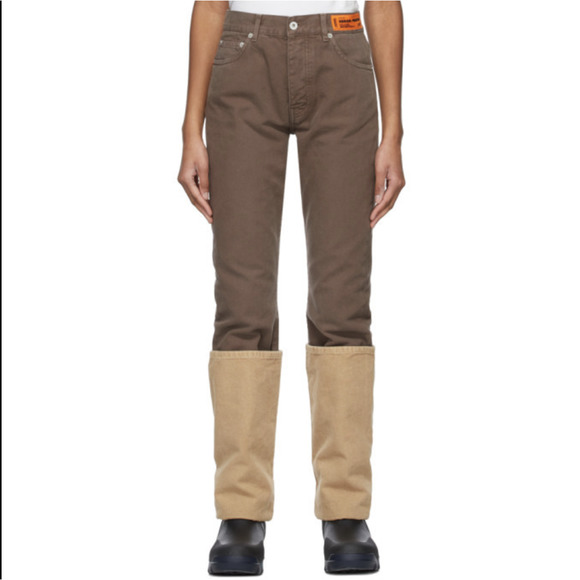 Heron Preston Brown Regular Cuffed-Leg Jeans - Picture 4 of 5